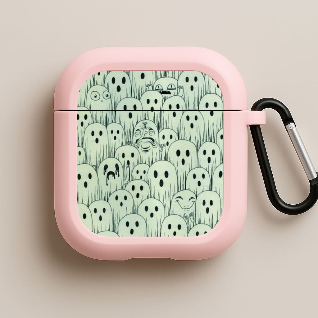 Droopy Ghost Pattern Pink AirPods Case