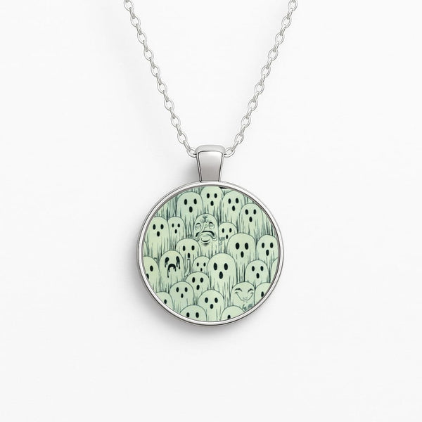 Droopy Ghost Pattern Circle Necklace