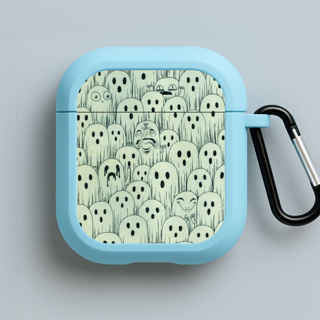 Droopy Ghost Pattern Blue AirPods Case