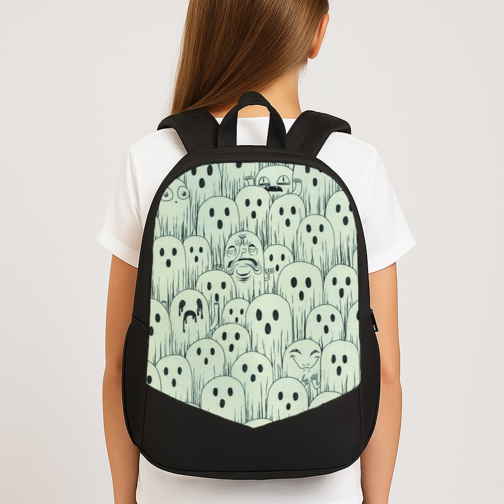 Droopy Ghost Pattern Large School Bag