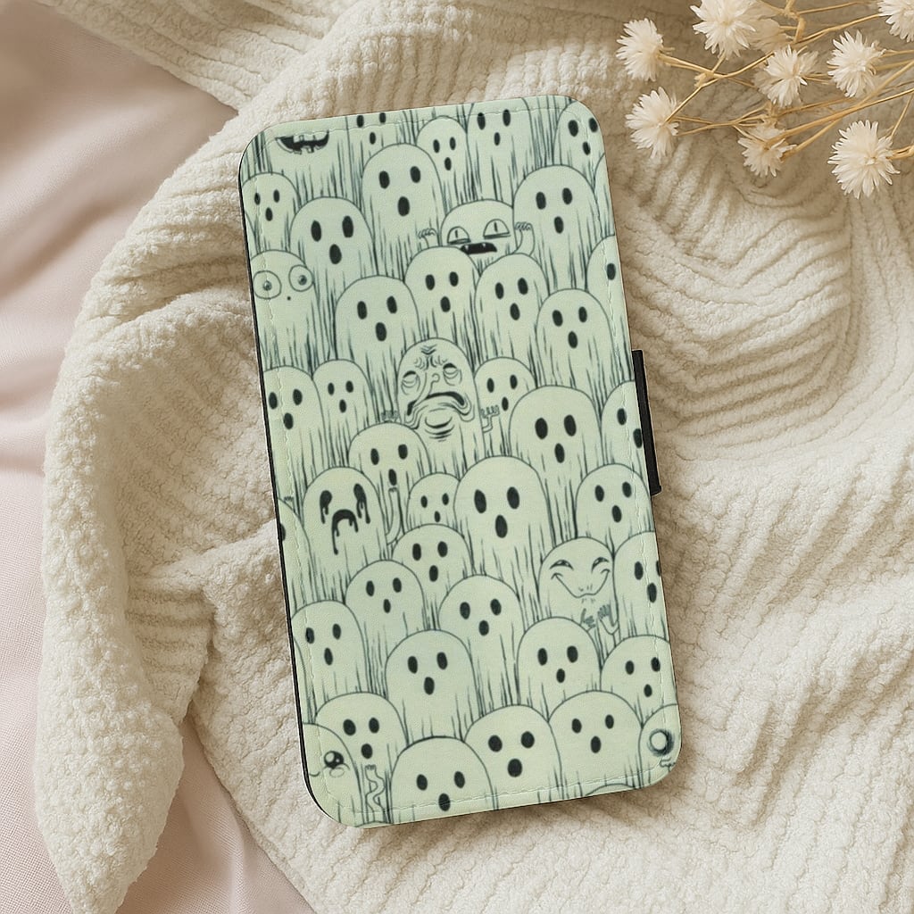 Droopy Ghost Pattern Flip Wallet Phone Case