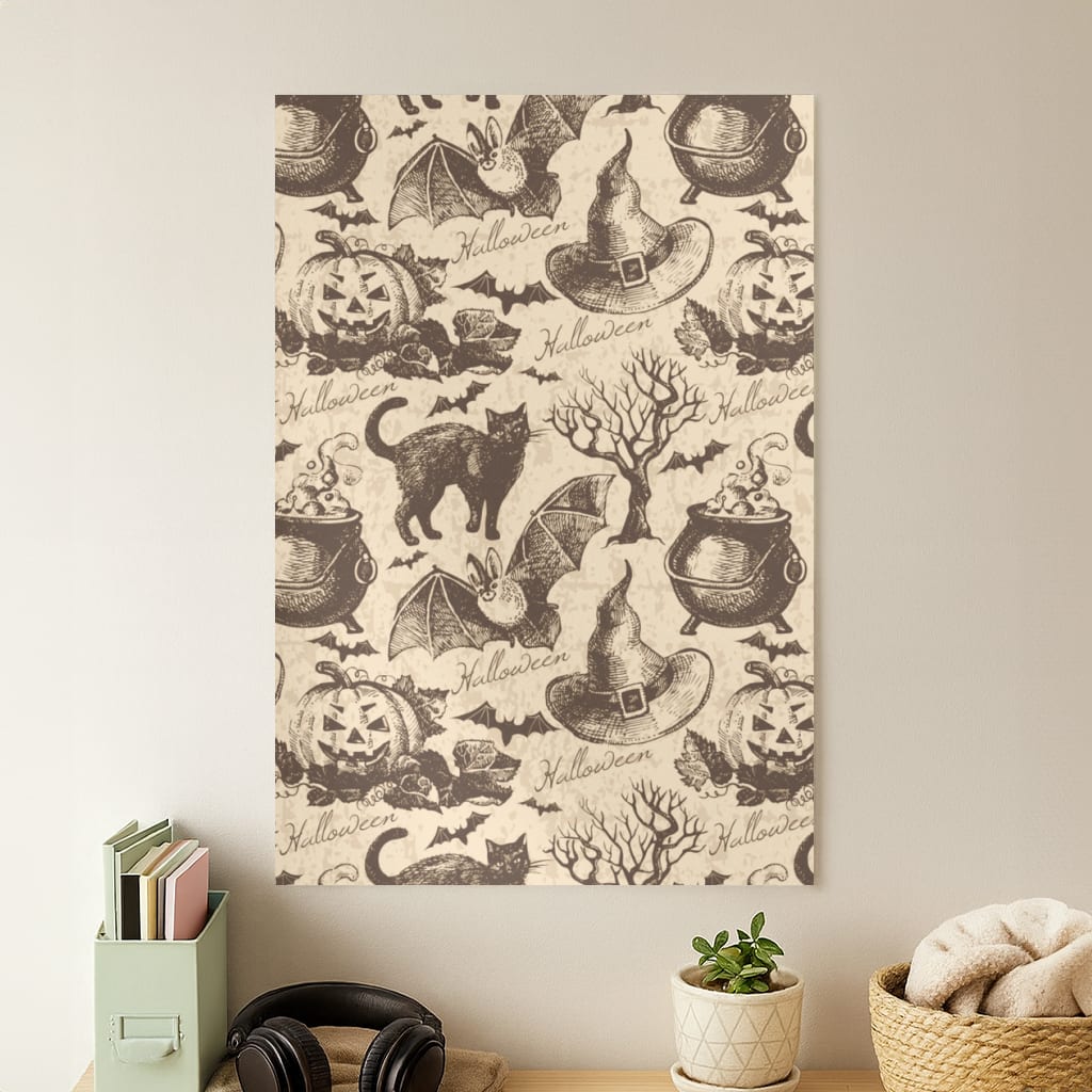 Vintage Halloween Pattern Poster