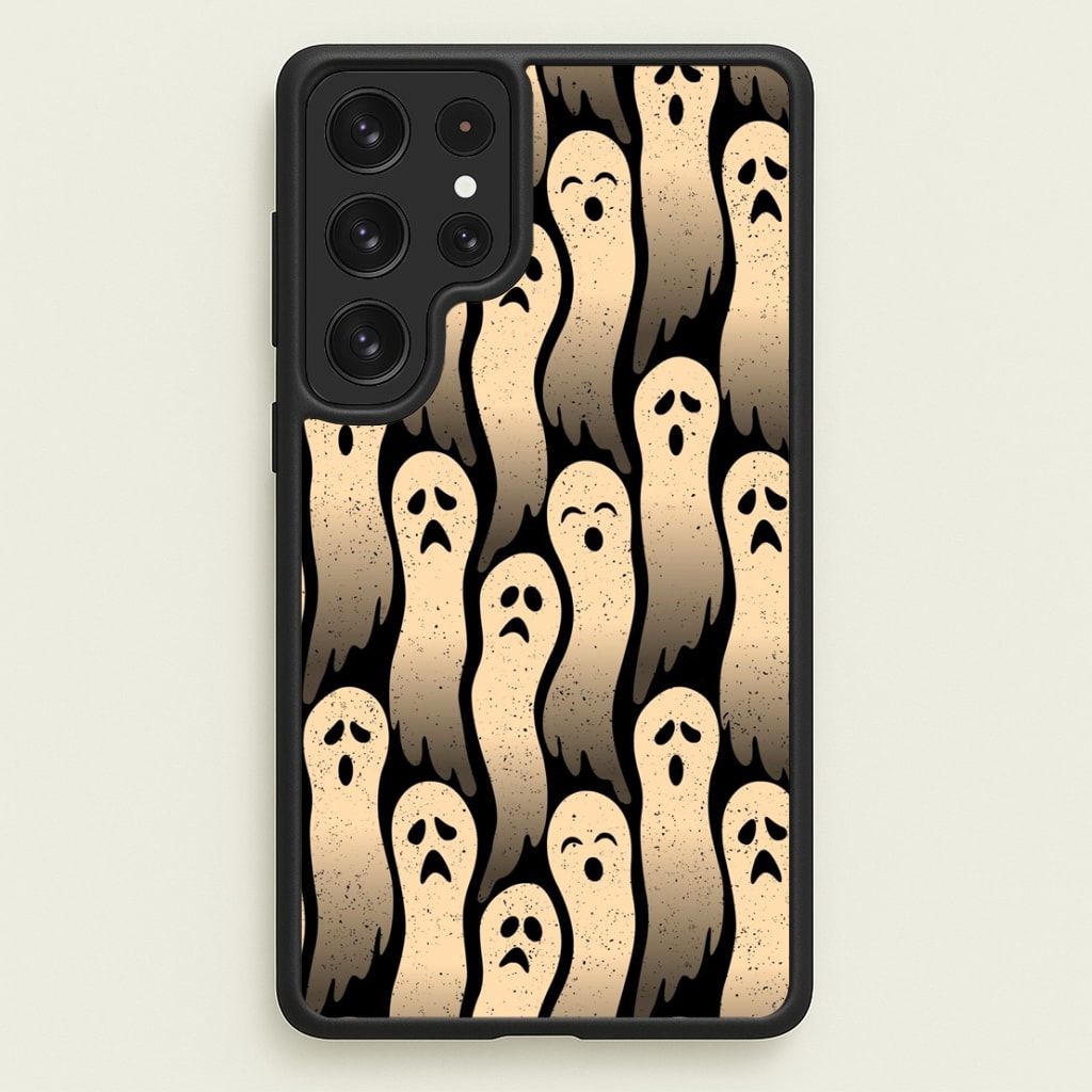 Vintage Wriggly Ghost Pattern Phone Case for Galaxy S23 Ultra - HAL-040-S23Ultra