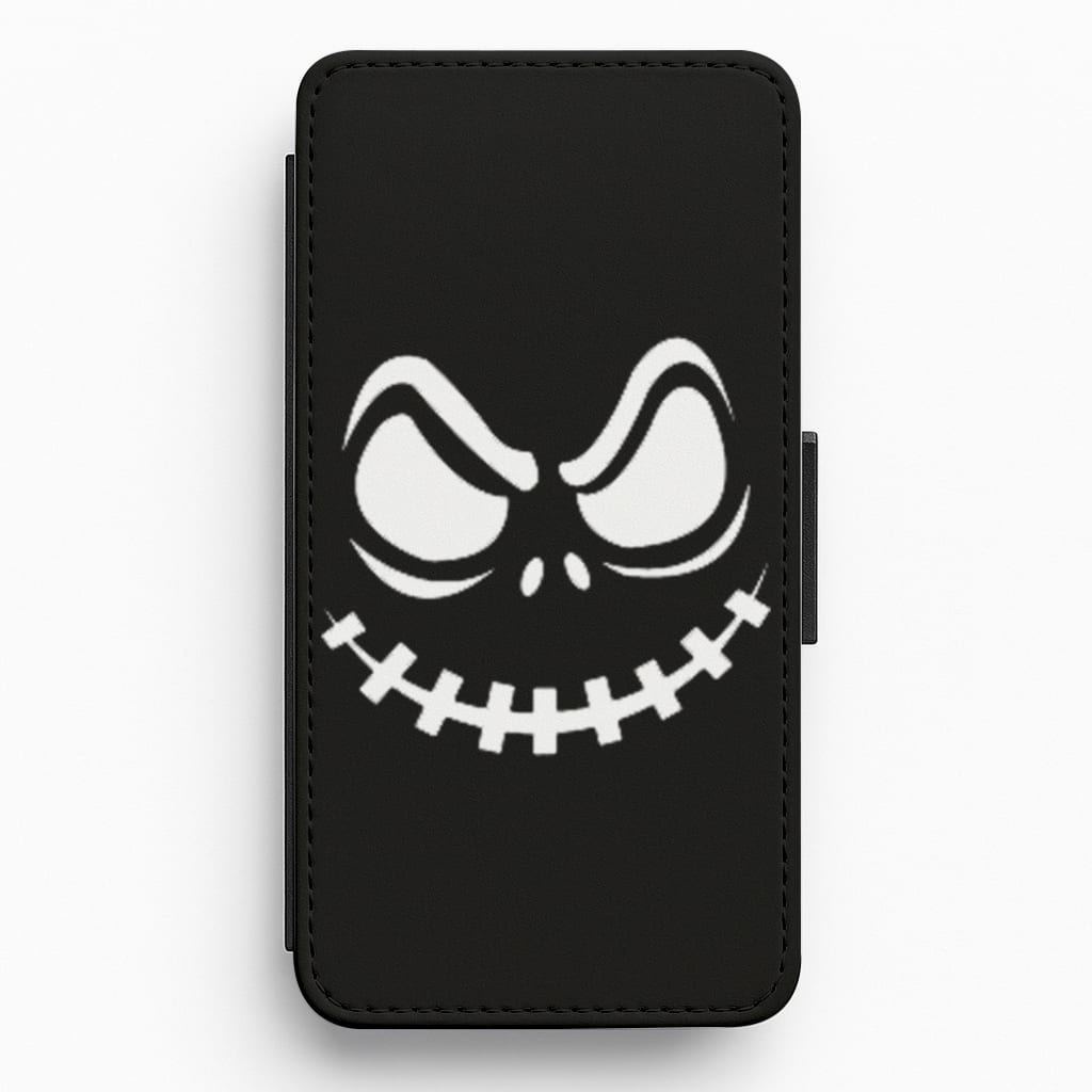 Creepy Smile - Black Flip Wallet Phone Case