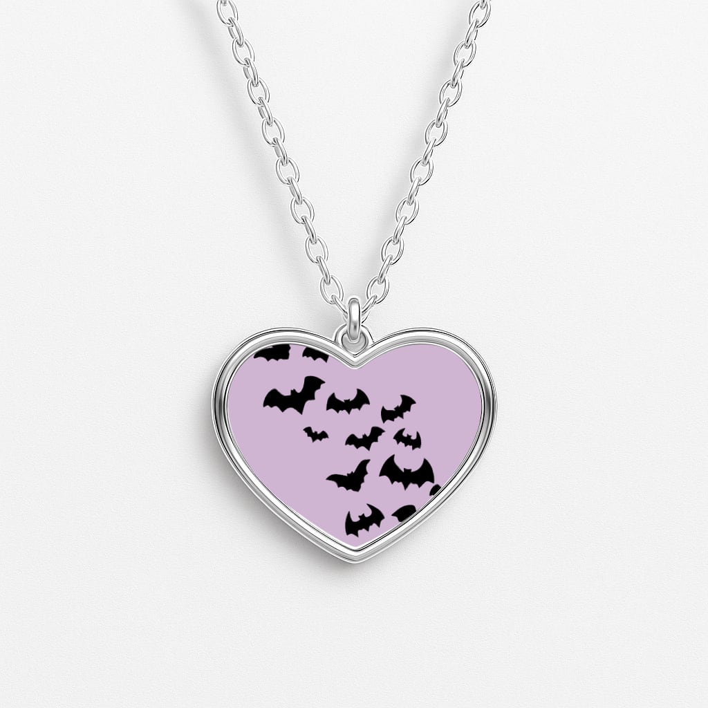 Bats - Halloween Heart Necklace