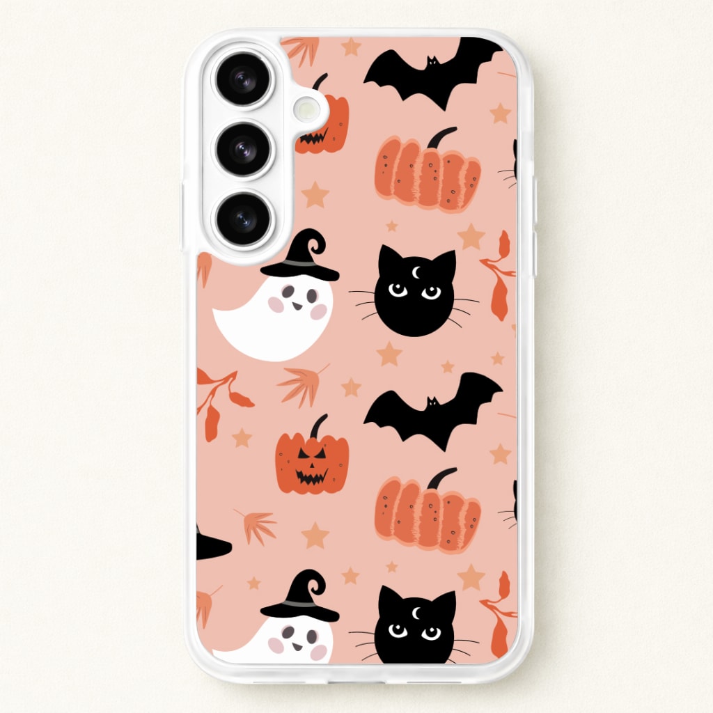Pretty Pink Halloween Pattern Phone Case for Galaxy S26 Plus