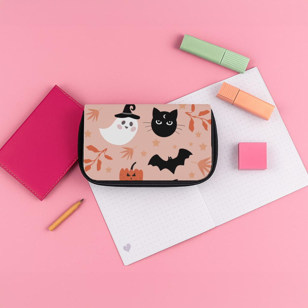 Pretty Pink Halloween Pattern Pencil Case