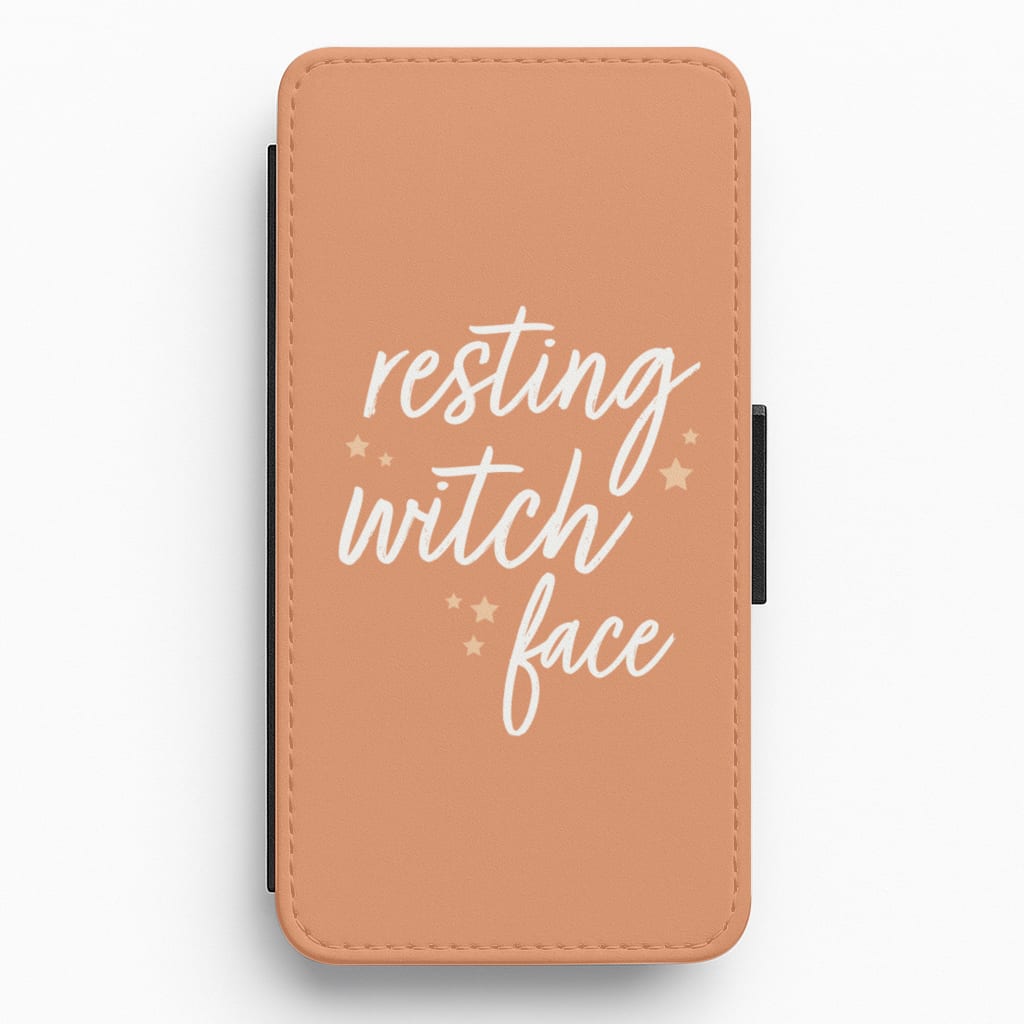 Resting Witch Face - Orange Halloween Flip / Wallet Phone Case