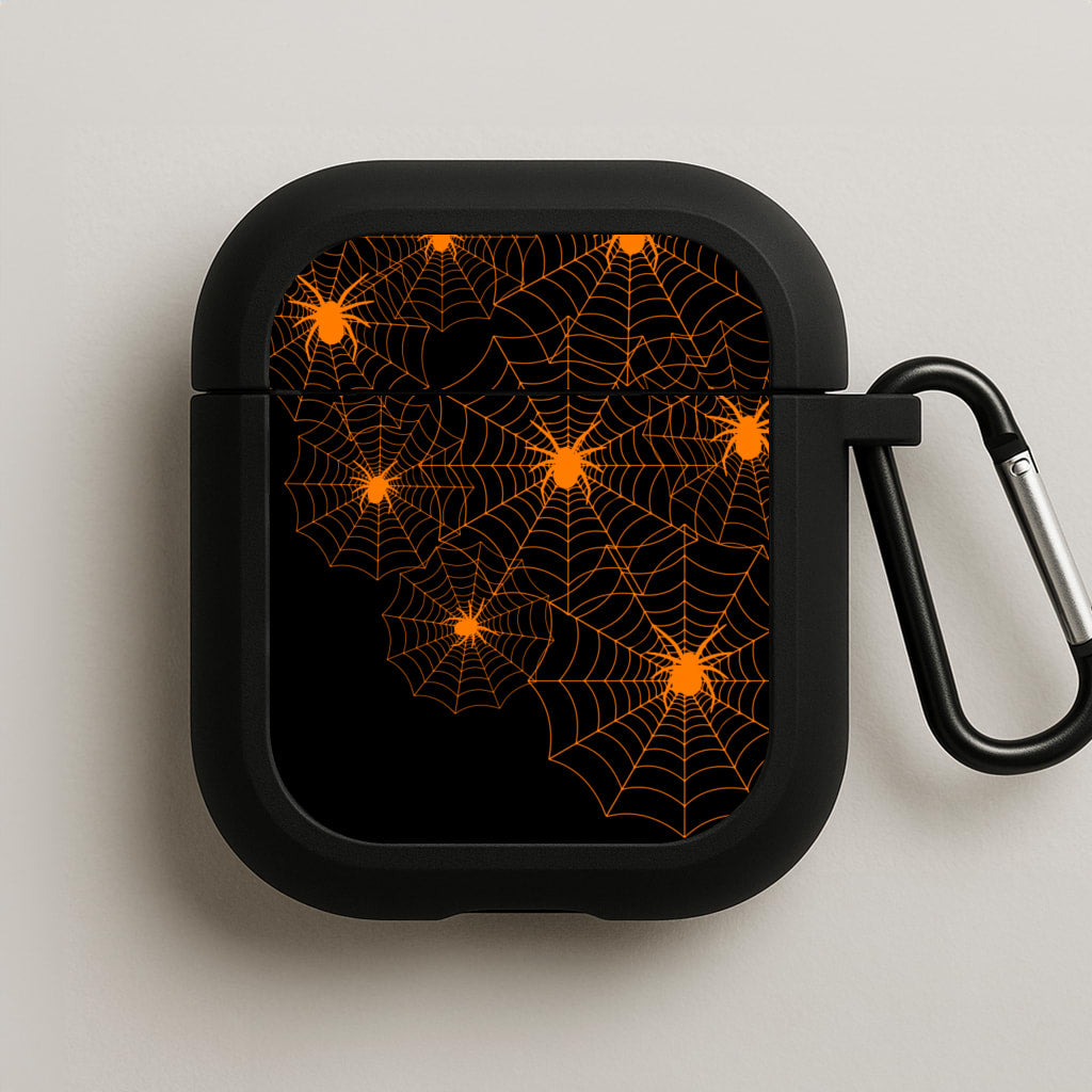 Orange Spider Web AirPods Case