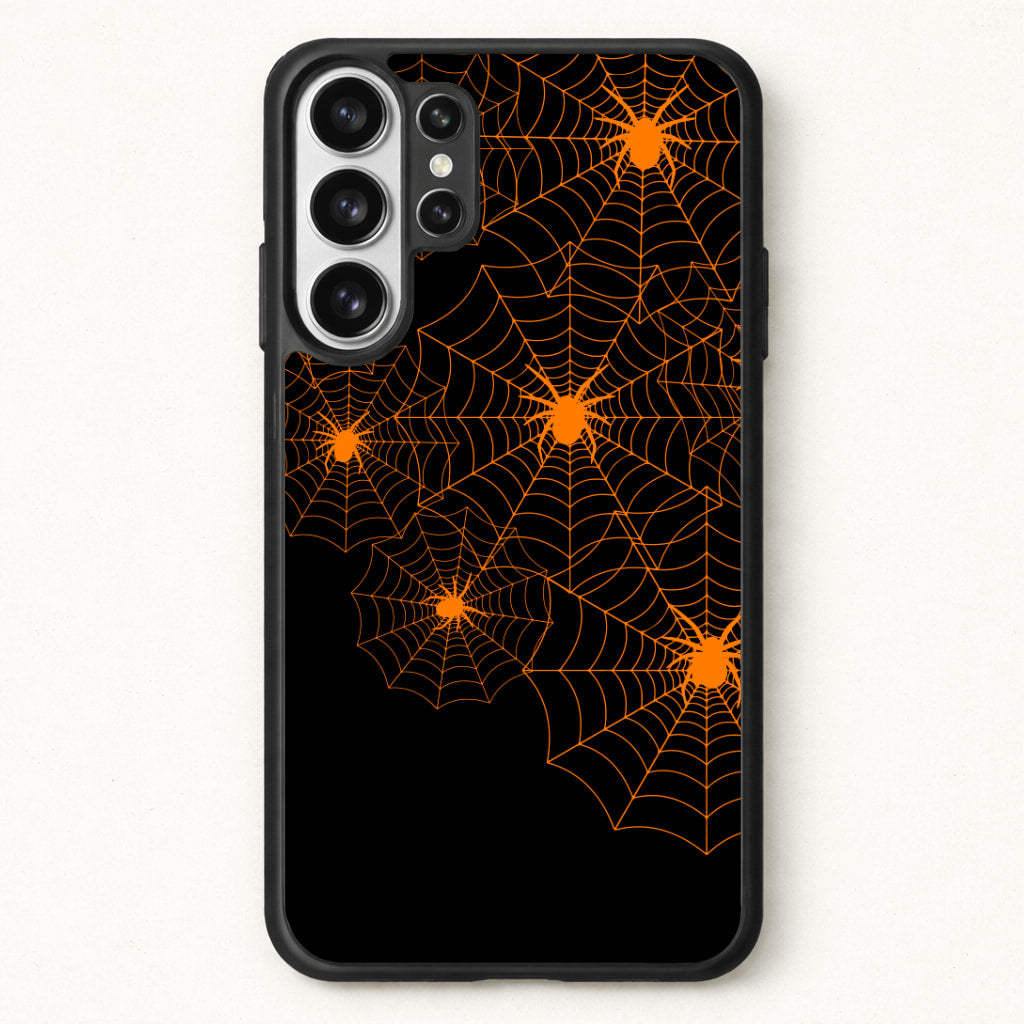 Orange Spider Web Phone Case for Galaxy S26 Ultra