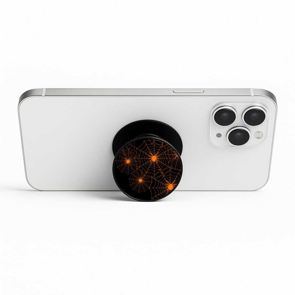 Orange Spider Web Phone Stand