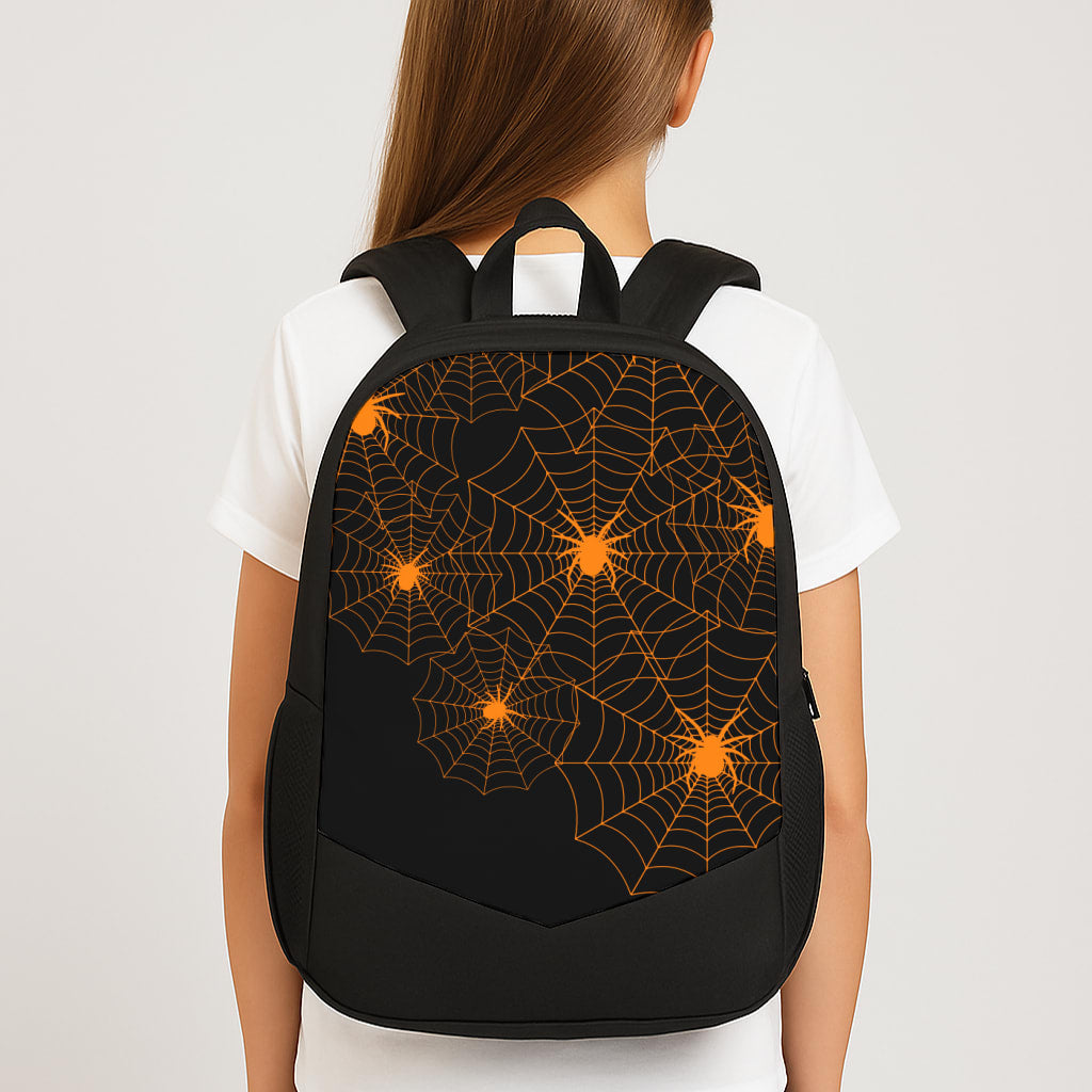 Orange Spider Web Large School Bag