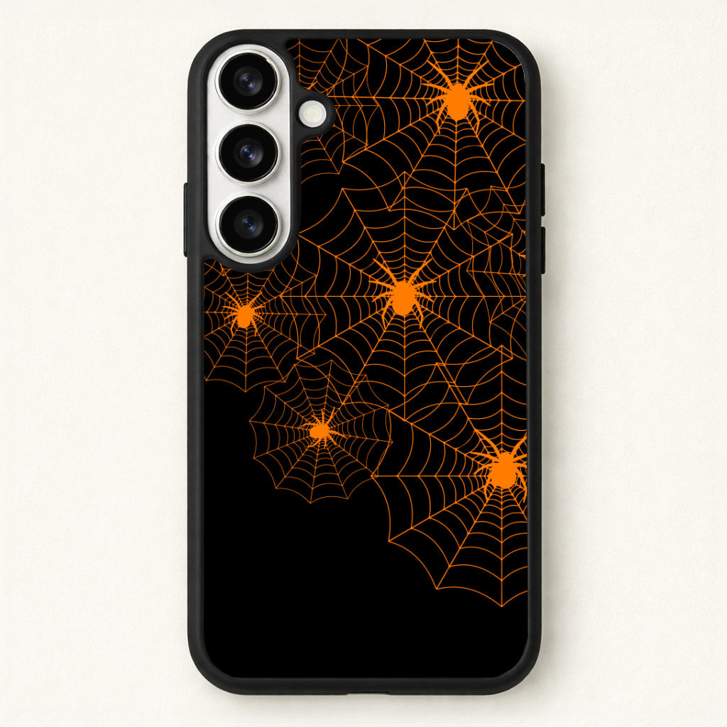 Orange Spider Web Phone Case for Galaxy S26