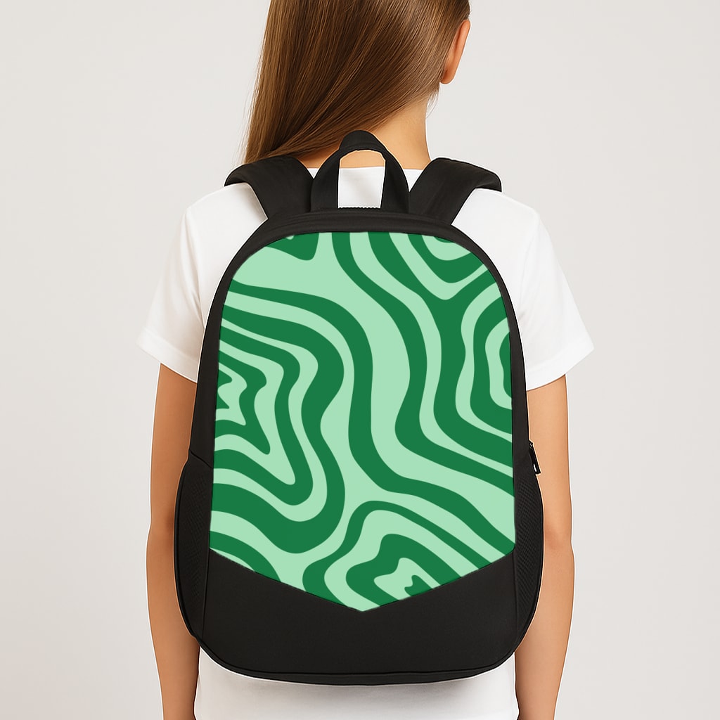 Green Abstract Halloween Large School Bag