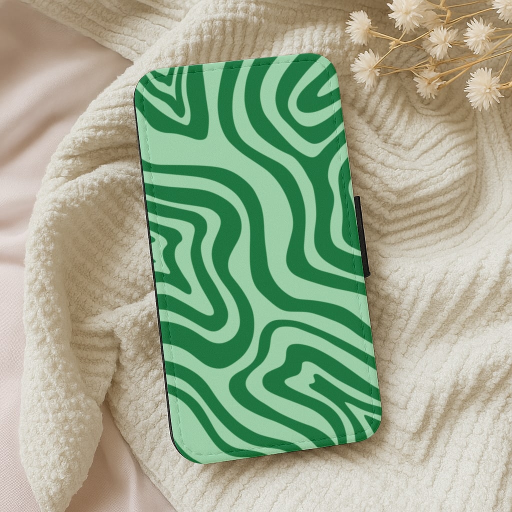 Green Abstract Halloween Wallet Phone Case