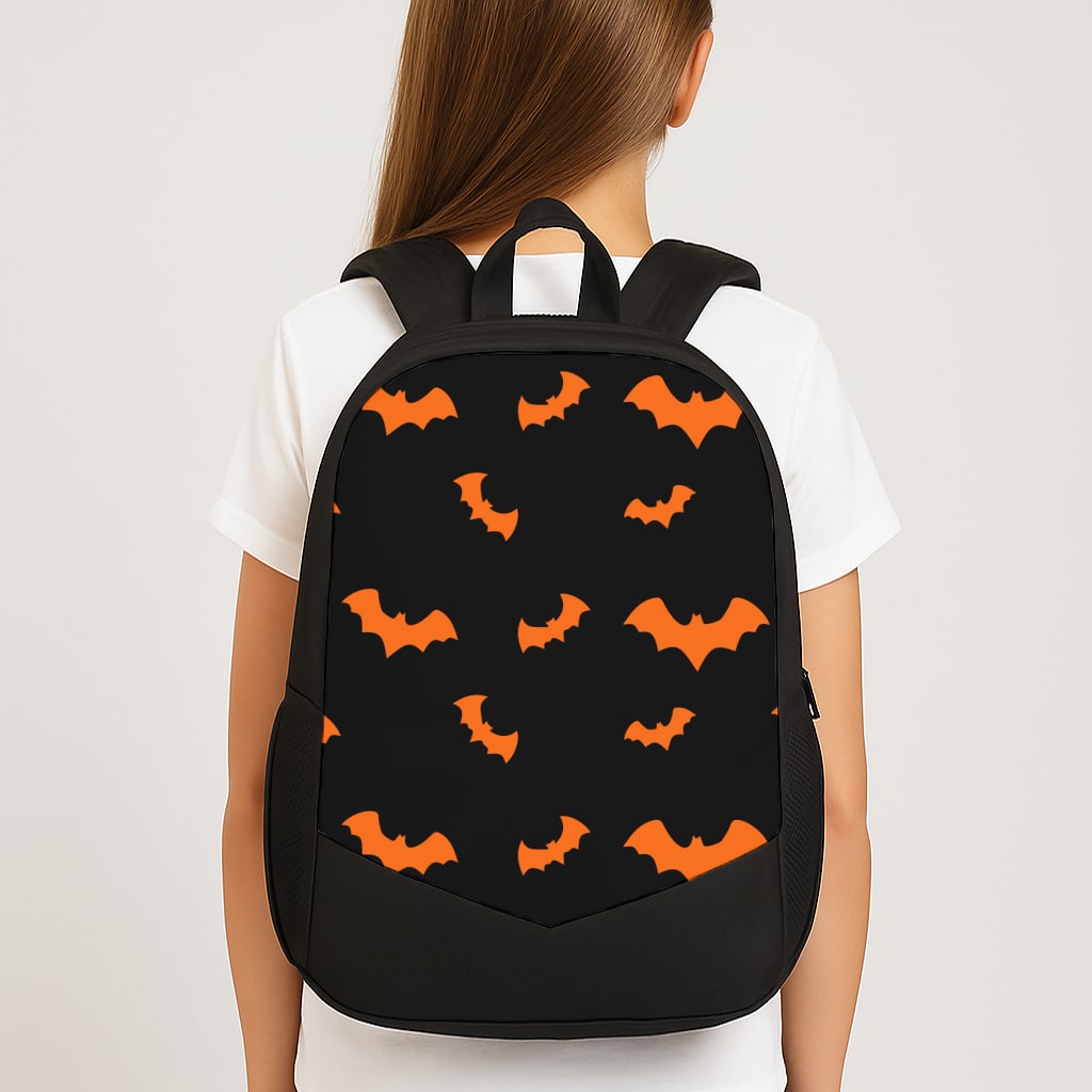Orange Bat Large School Bag