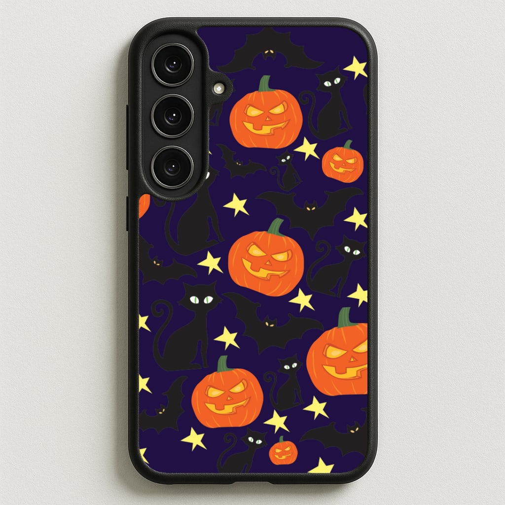 Pumpkin And Cats - Halloween Phone Case for Galaxy S25FE