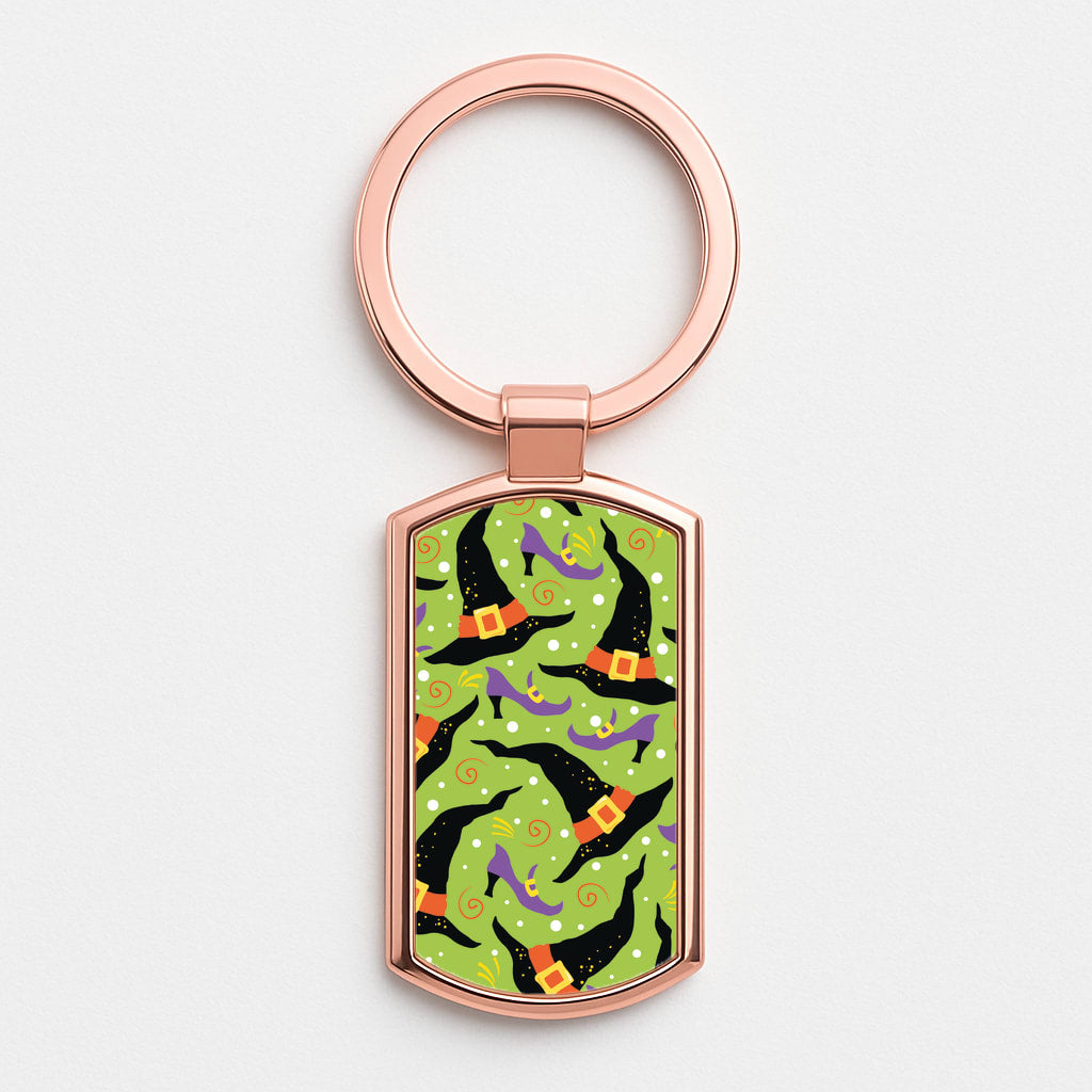 Witch's Attire Pattern - Halloween Rose Gold Keyring