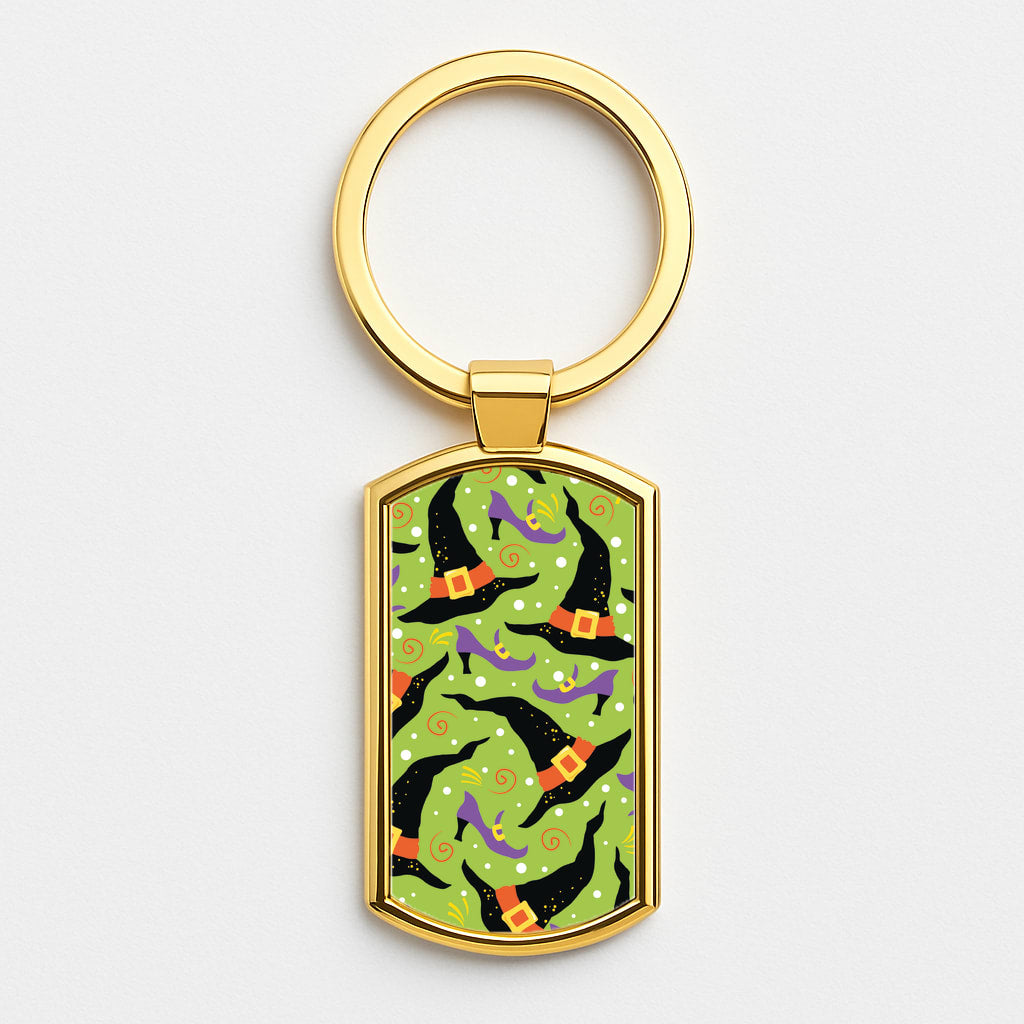 Witch's Attire Pattern - Halloween Gold Keyring