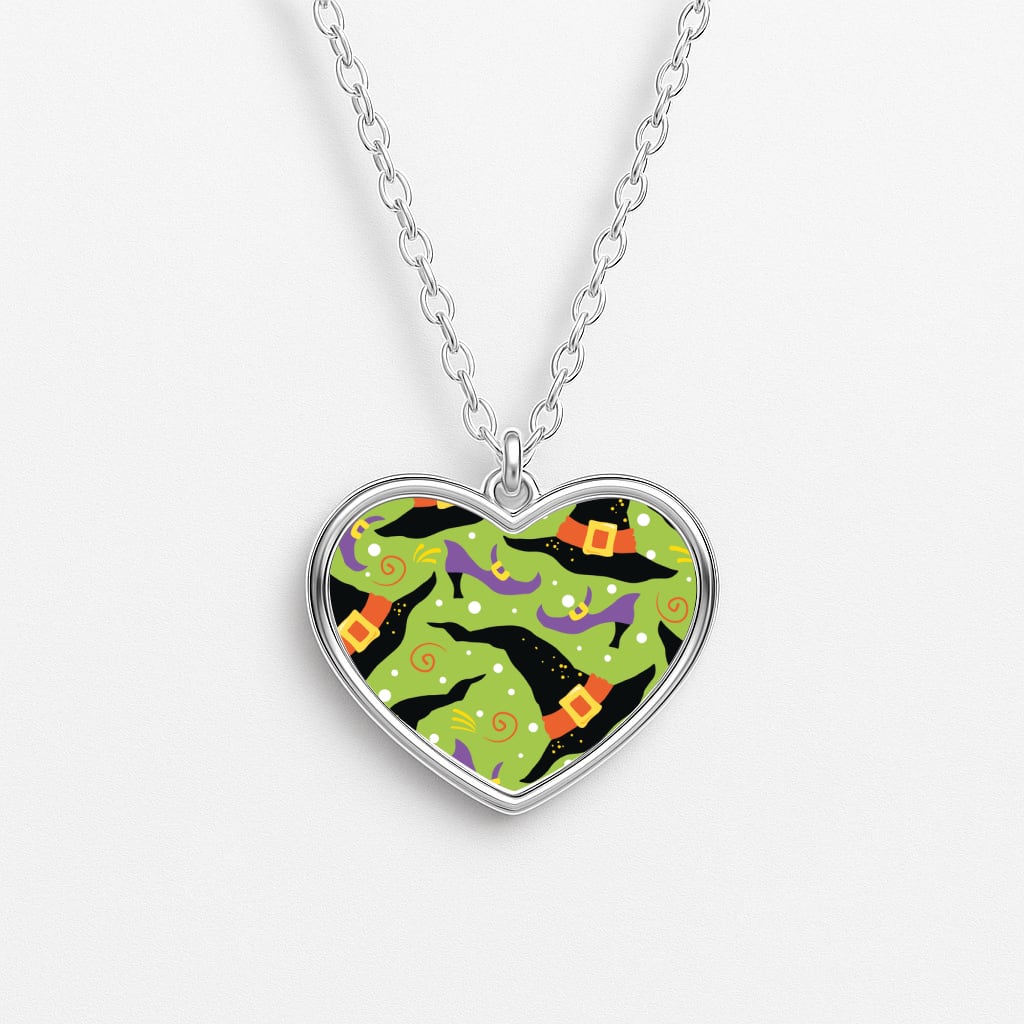 Witch's Attire Pattern - Halloween Heart Necklace