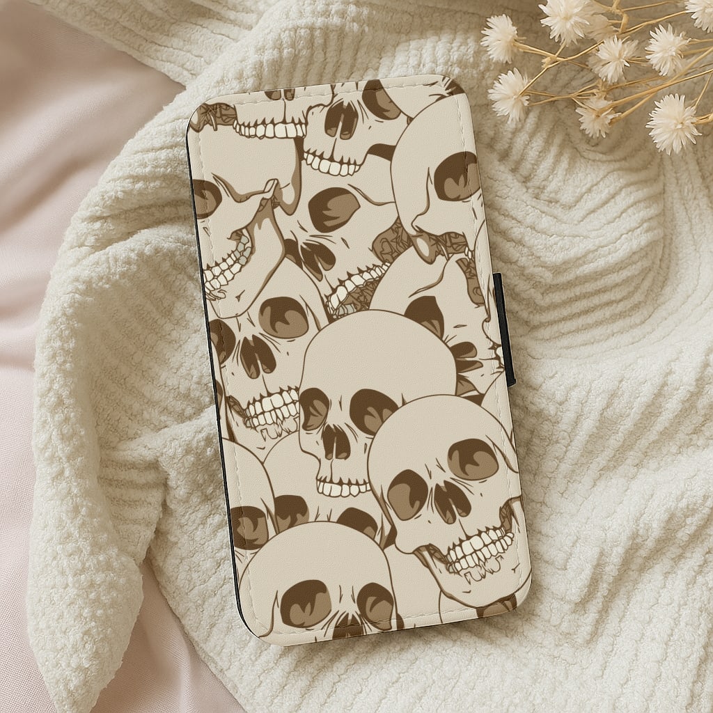Skull Pattern - Halloween Wallet Phone Case