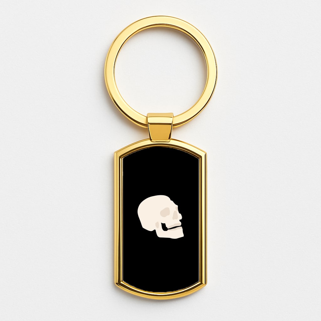 Skull Outline - Halloween Gold Keyring