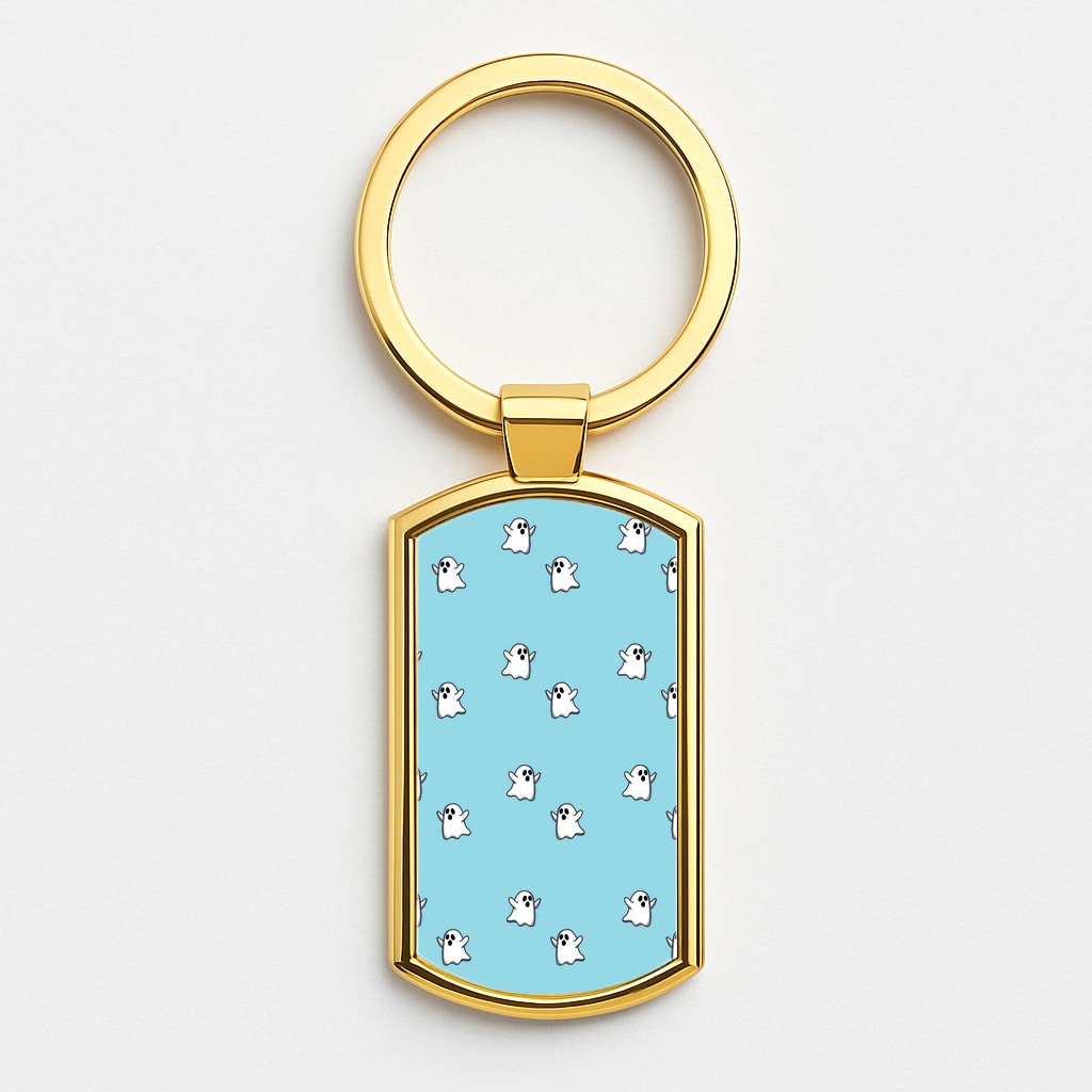 Ghost Pattern - Halloween Gold Keyring
