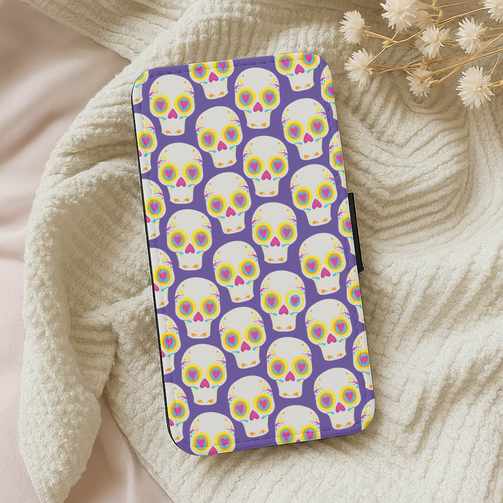 Skull Pattern - Halloween Wallet Phone Case