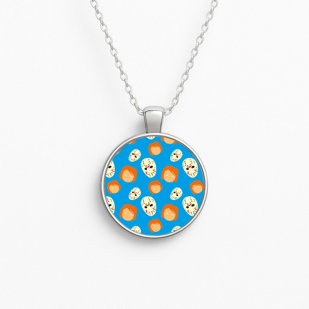 Chucky And Jason Pattern - Halloween Circle Necklace