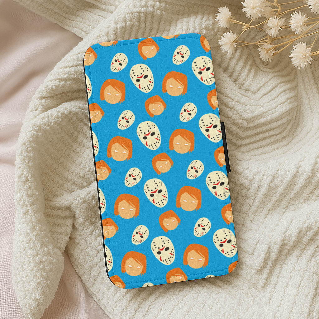 Chucky And Jason Pattern - Halloween Wallet Phone Case