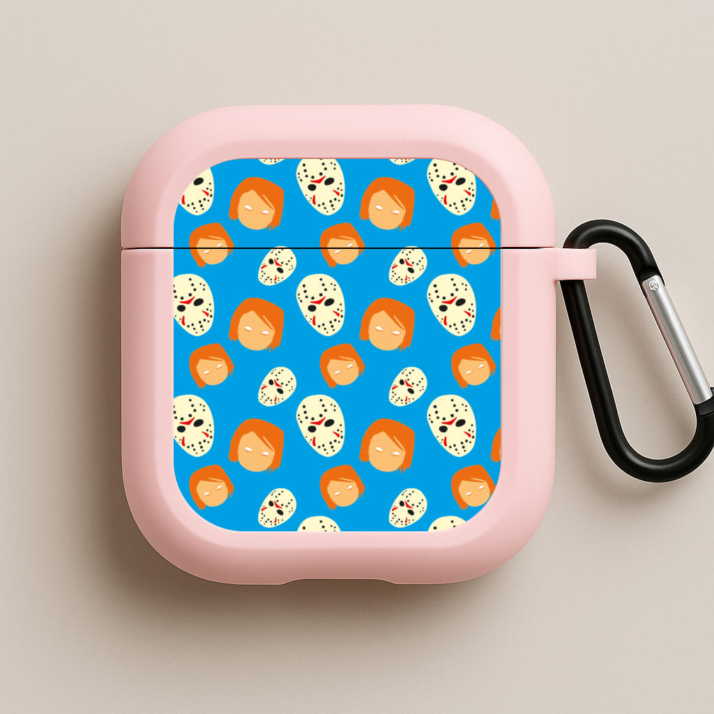 Chucky And Jason Pattern - Halloween Pink AirPods Case