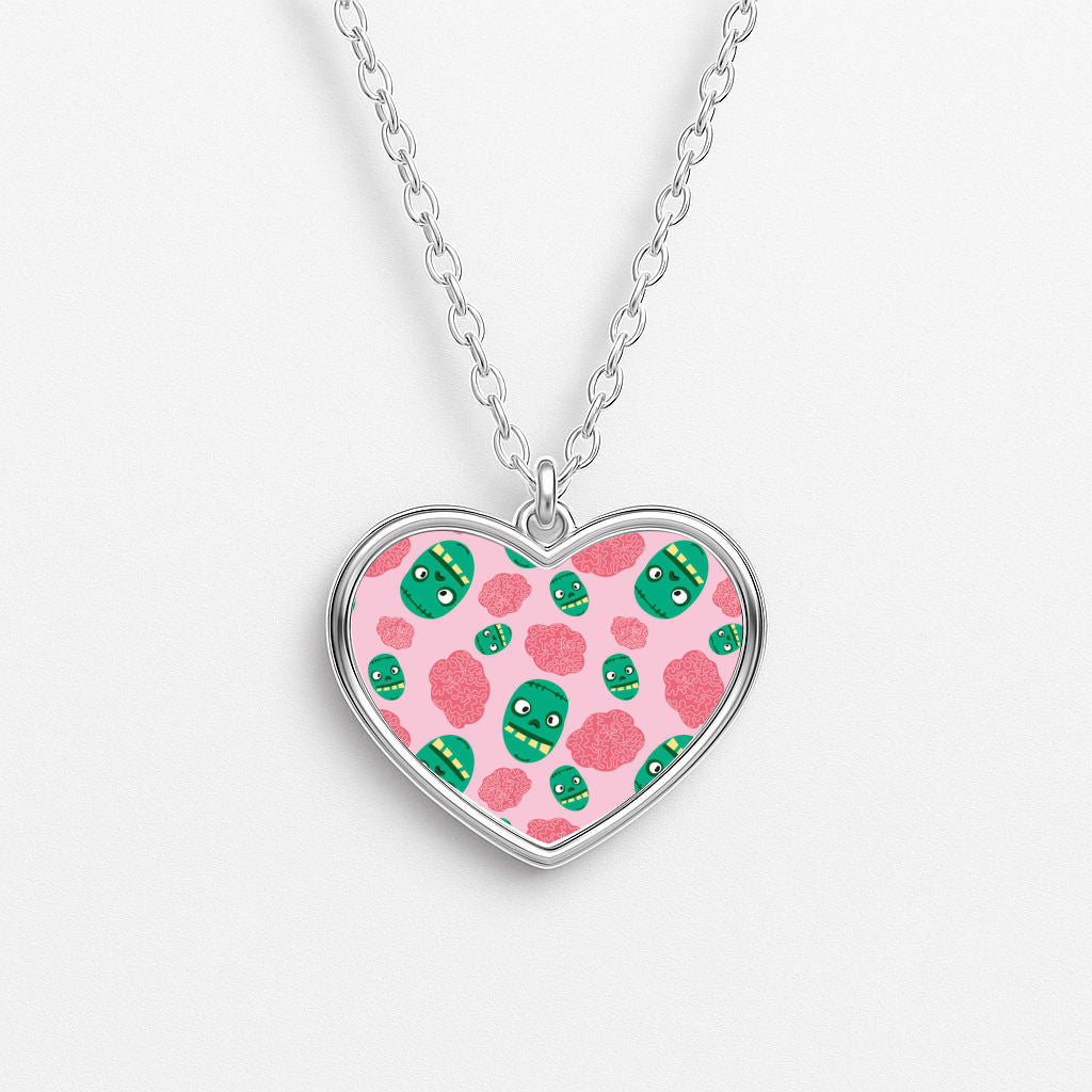 Frankenstein And Brains - Halloween Heart Necklace