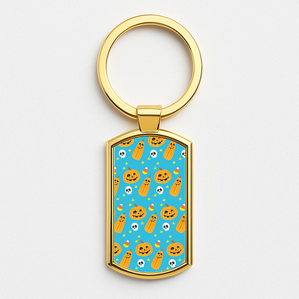 Halloween Pattern 1 Gold Keyring