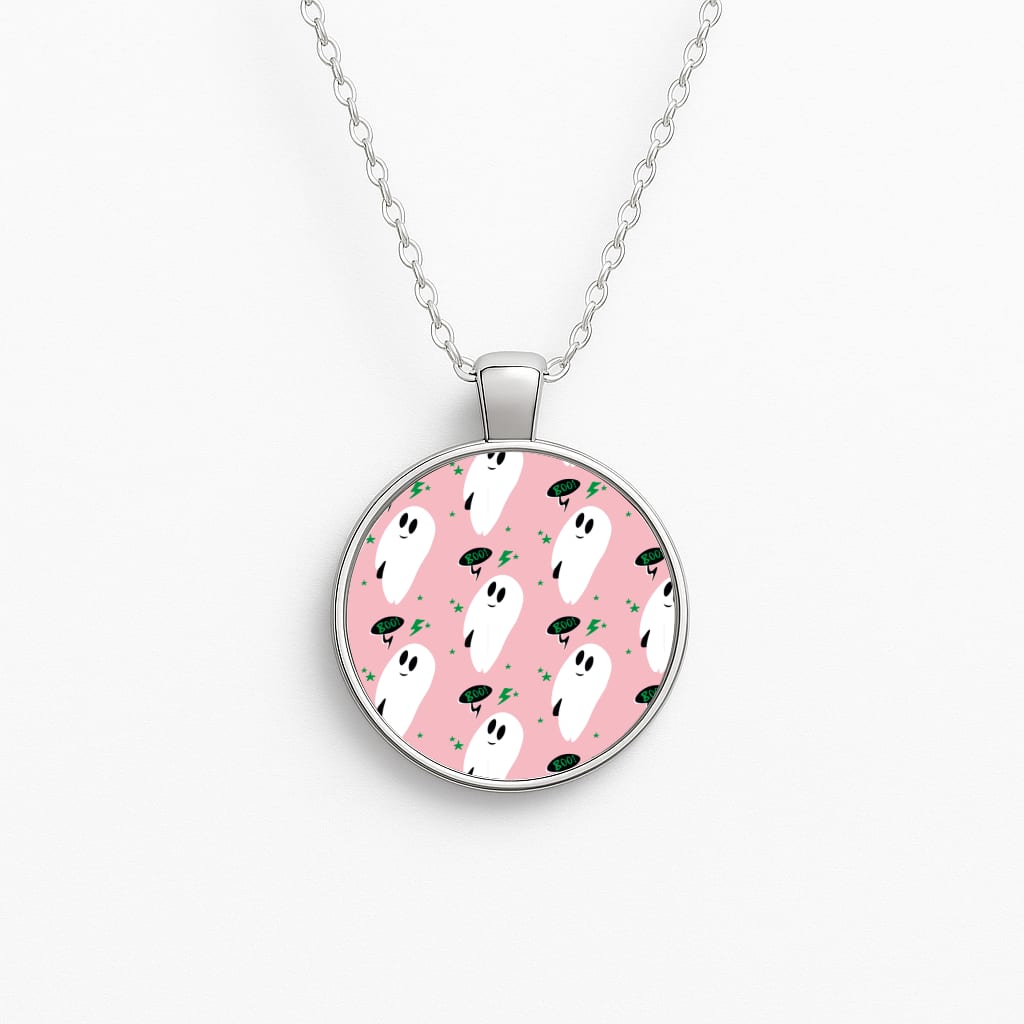 Halloween Pattern 2 Circle Necklace