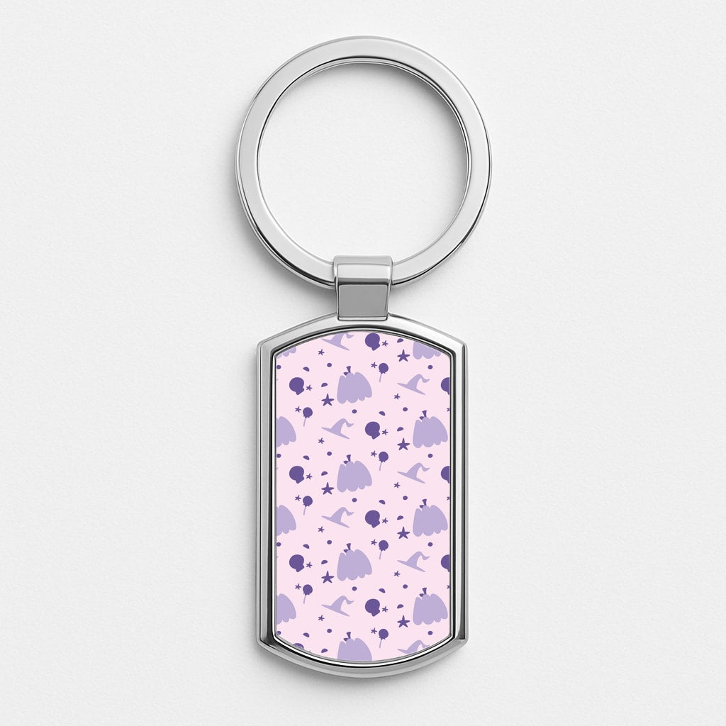 Halloween Pattern 5 Silver Keyring