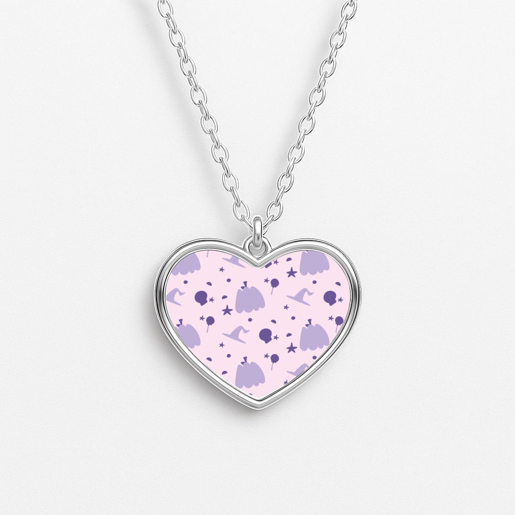 Halloween Pattern 5 Heart Necklace