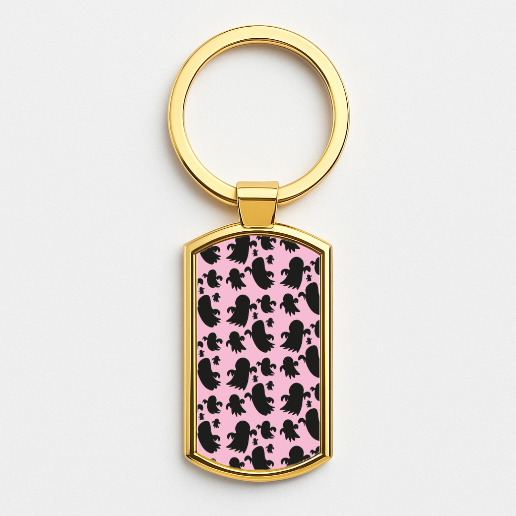 Halloween Pattern 8 Gold Keyring