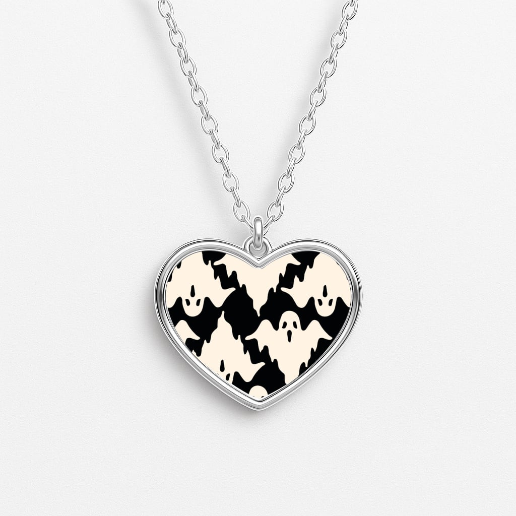 Halloween Pattern 17 Heart Necklace