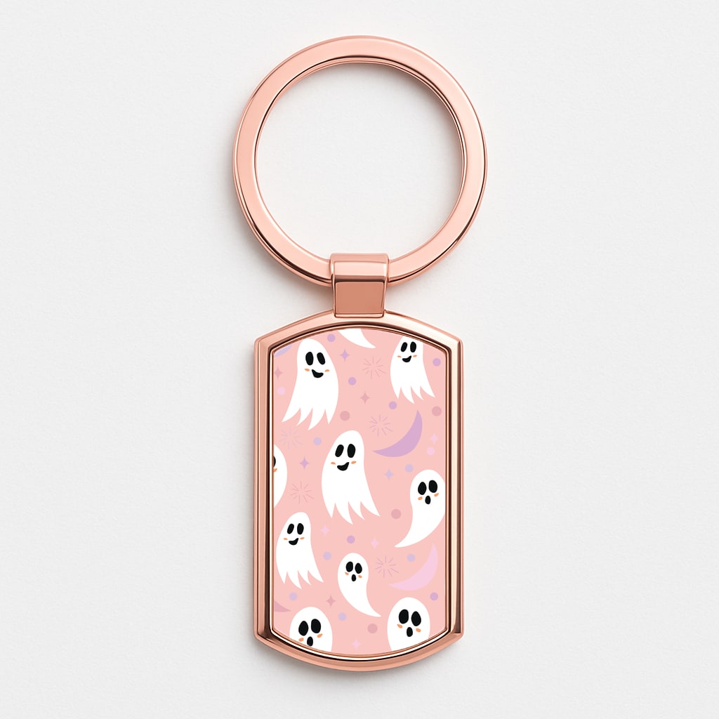 Halloween Pattern 18 Rose Gold Keyring