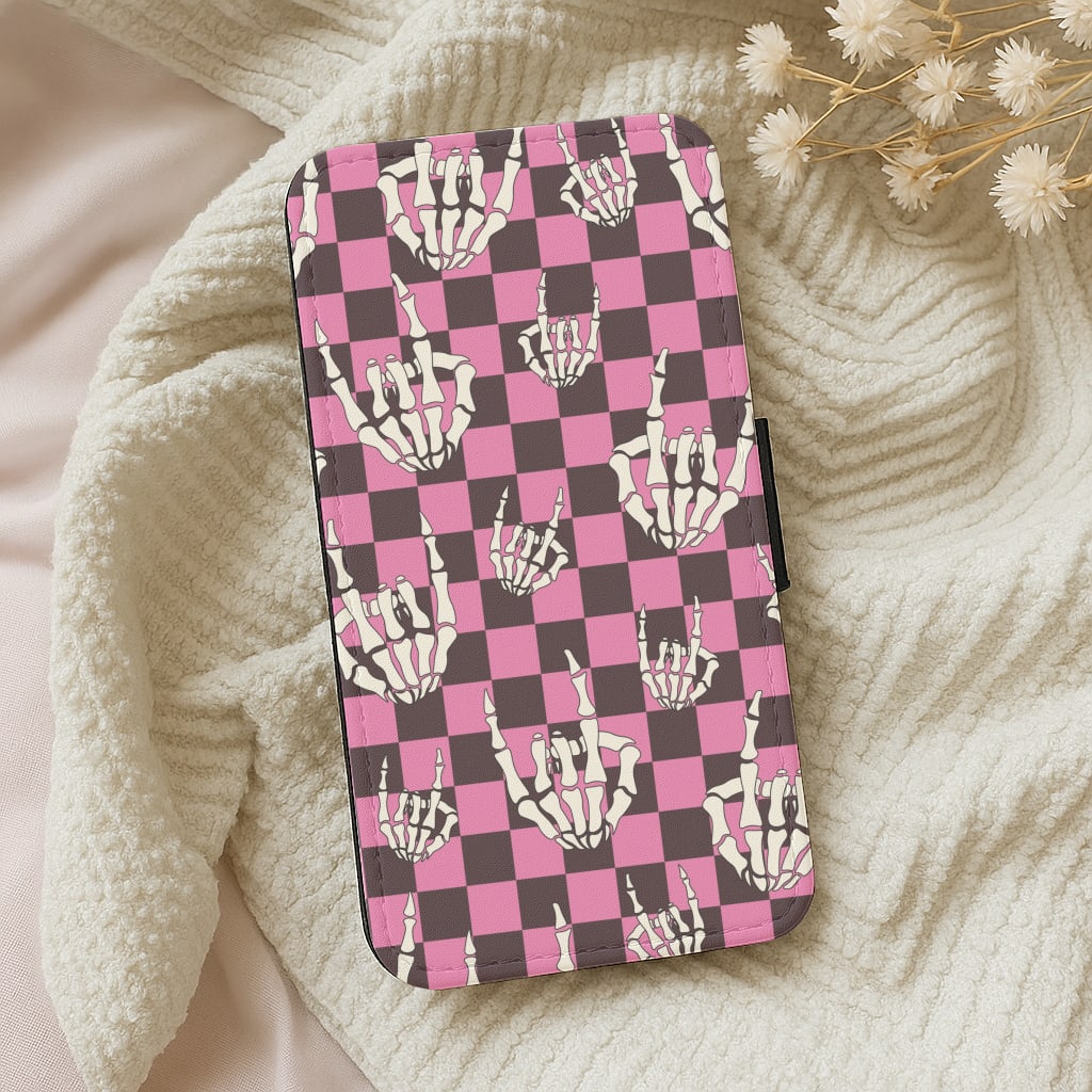 Rock On Skeleton Wallet Phone Case