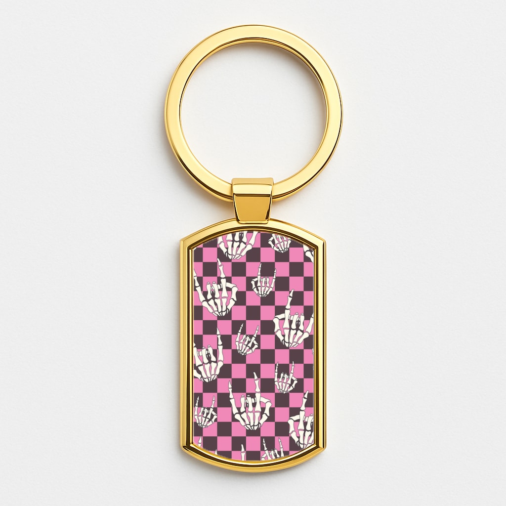 Rock On Skeleton Gold Keyring