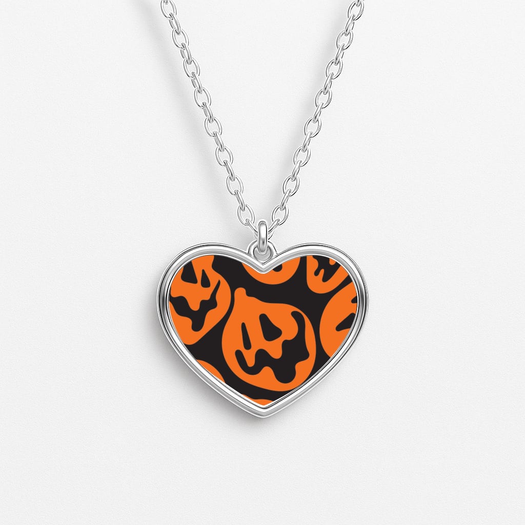 Pumpkin Pattern Heart Necklace