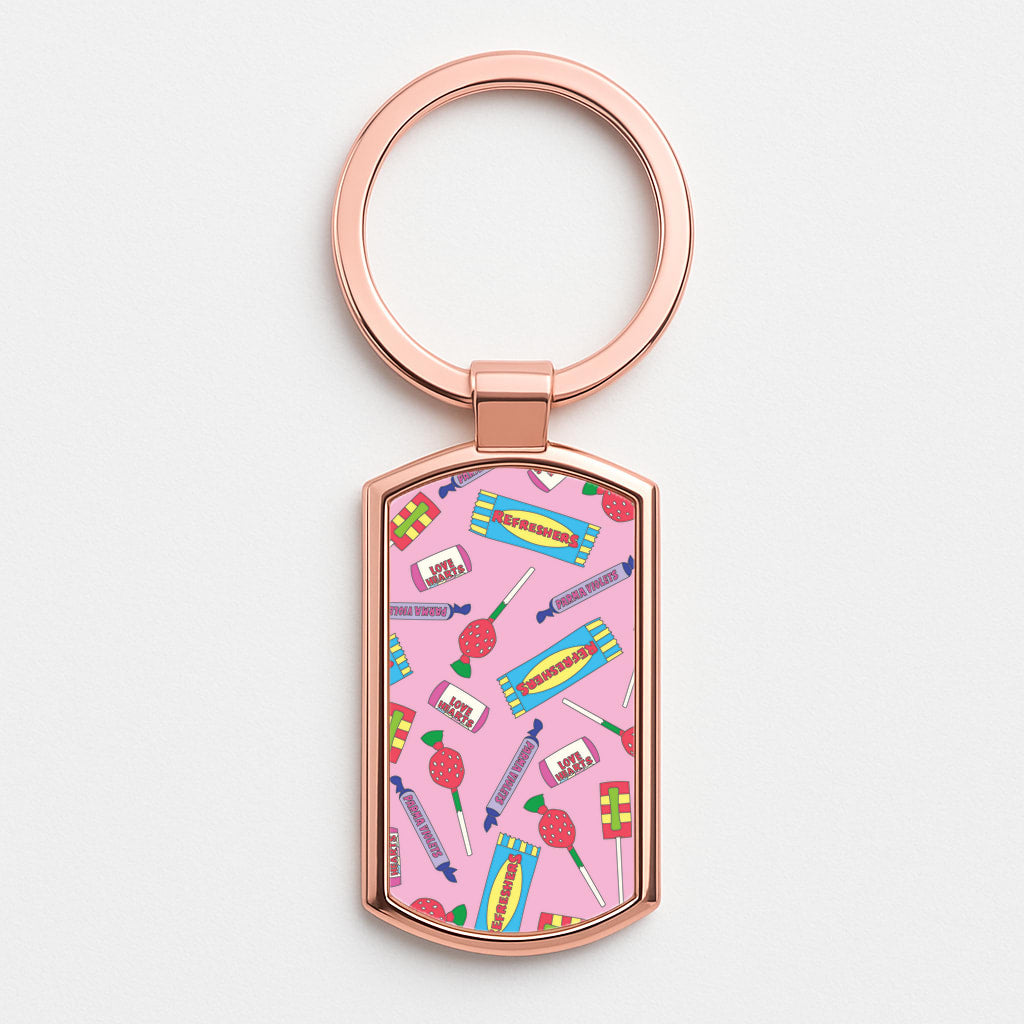 Trick Or Treat Sweets Rose Gold Keyring