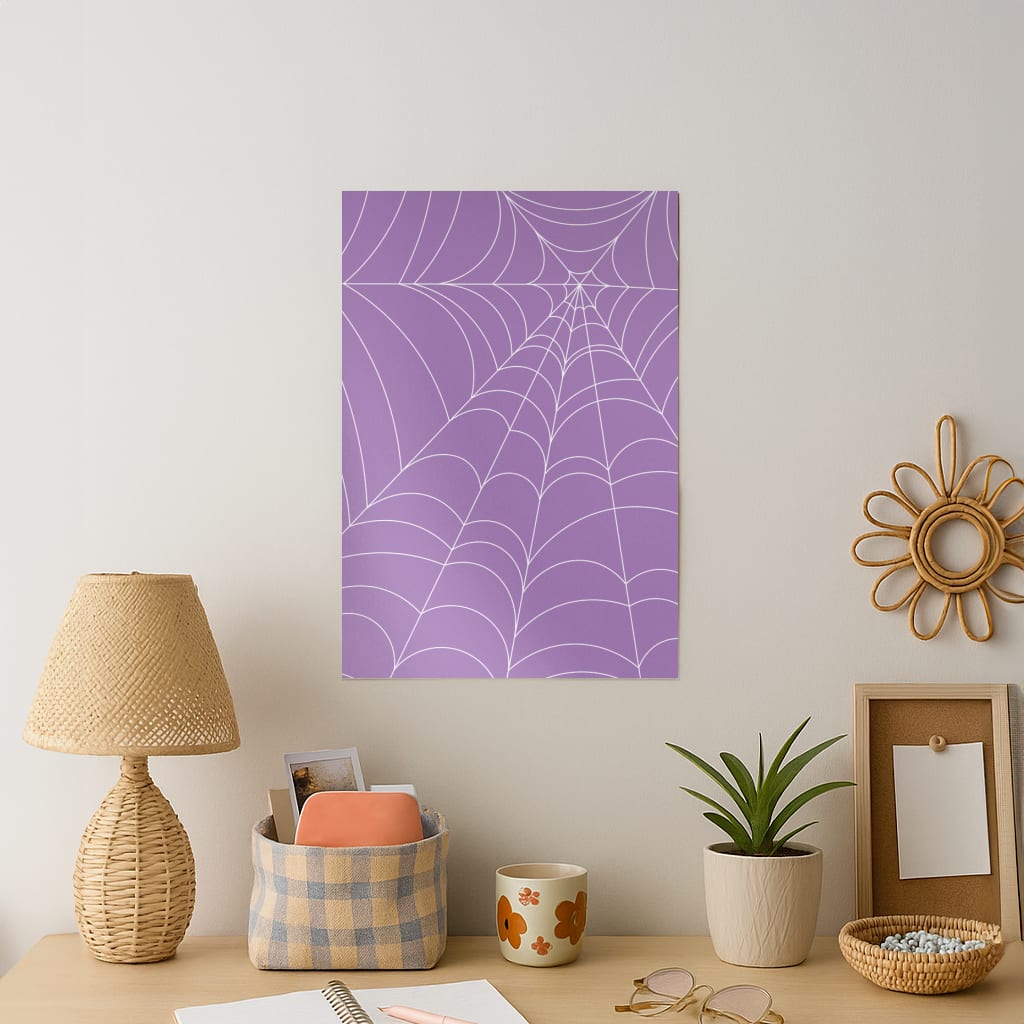 Purple Cobweb Pattern Art Print