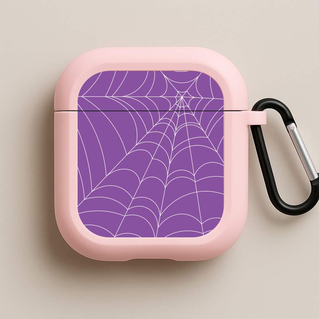 Purple Cobweb Pattern Pink AirPods Case