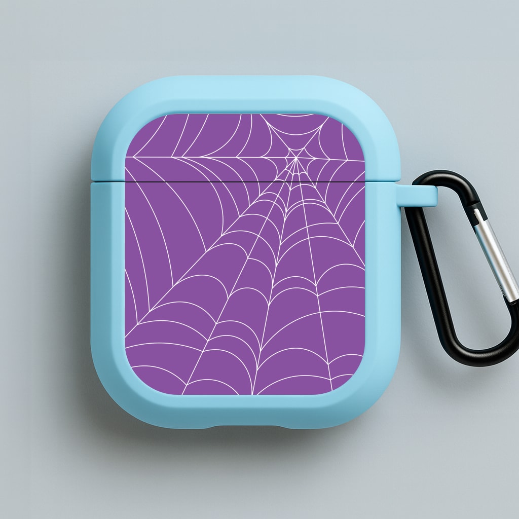 Purple Cobweb Pattern Blue AirPods Case