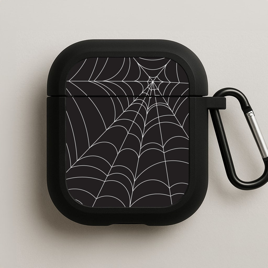 Black Cobwebs Pattern AirPods Case