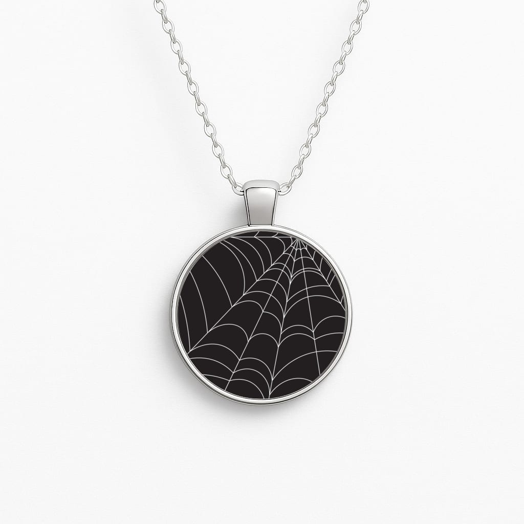 Black Cobwebs Pattern Circle Necklace