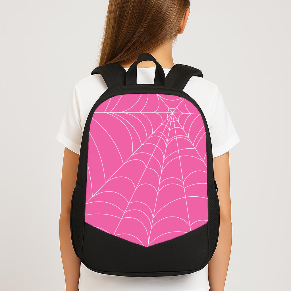 Pink Cobwebs Pattern Large School Bag
