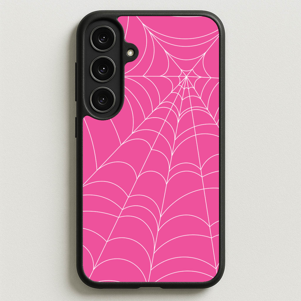 Pink Cobwebs Pattern Phone Case for Galaxy S25FE